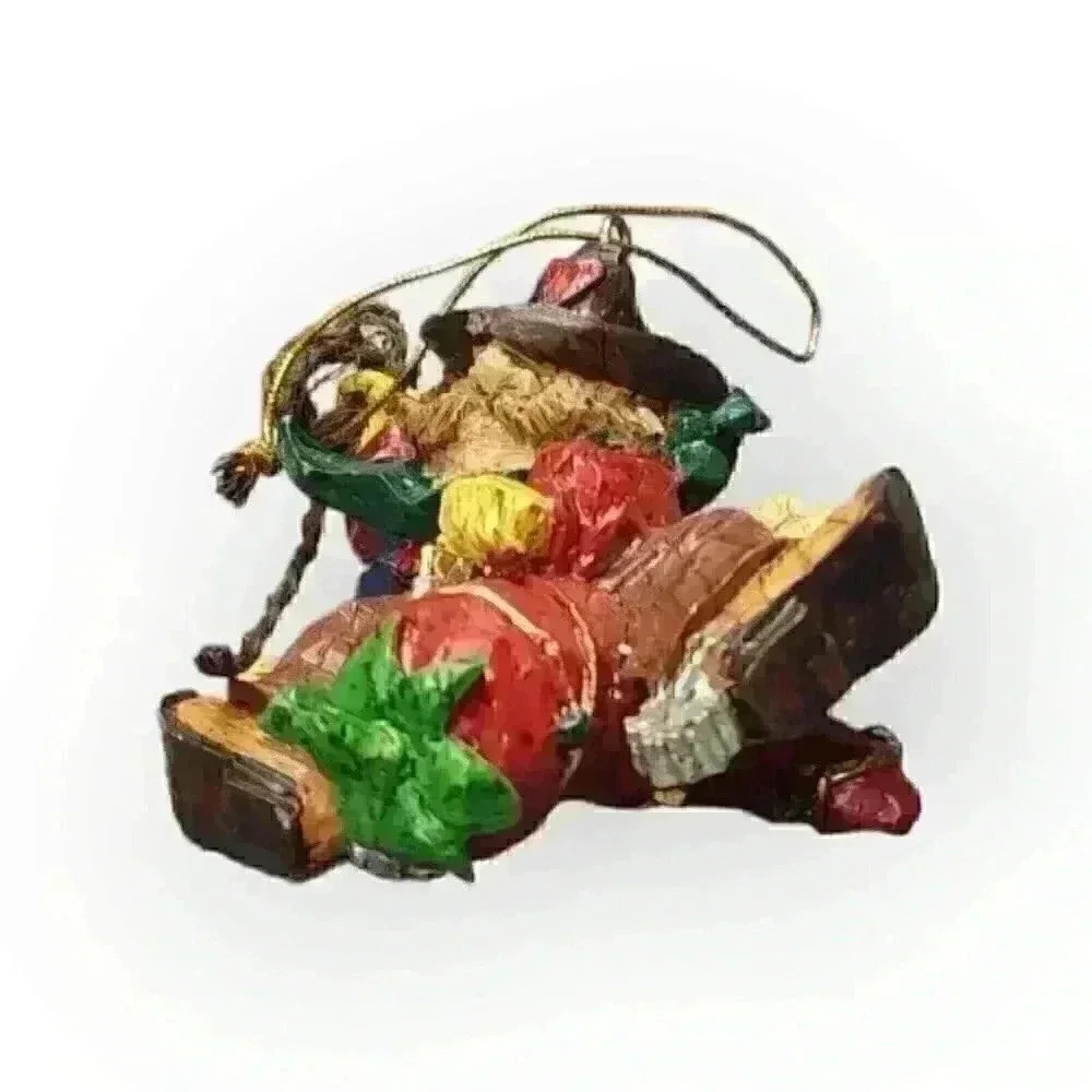 Southwestern Christmas Ornament Kitsch Cowboy Bull Riding Red Chili Pepper Lasso - Picture 4 of 6
